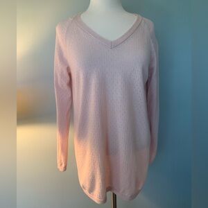 Smartwool light rose women’s long sleeve lightweight wool sweater, size large.
